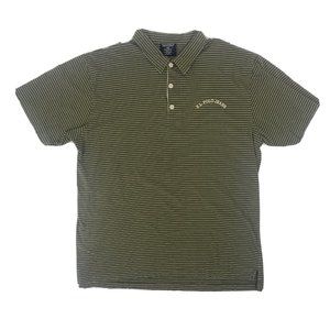 Men's Polo Jeans Co Ralph Lauren Polo Shirt Olive‎ Green White Stripes XL Cotton